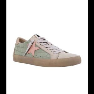 ShuShop Women's Paula Sneakers in Sage Crocodile and Pink!